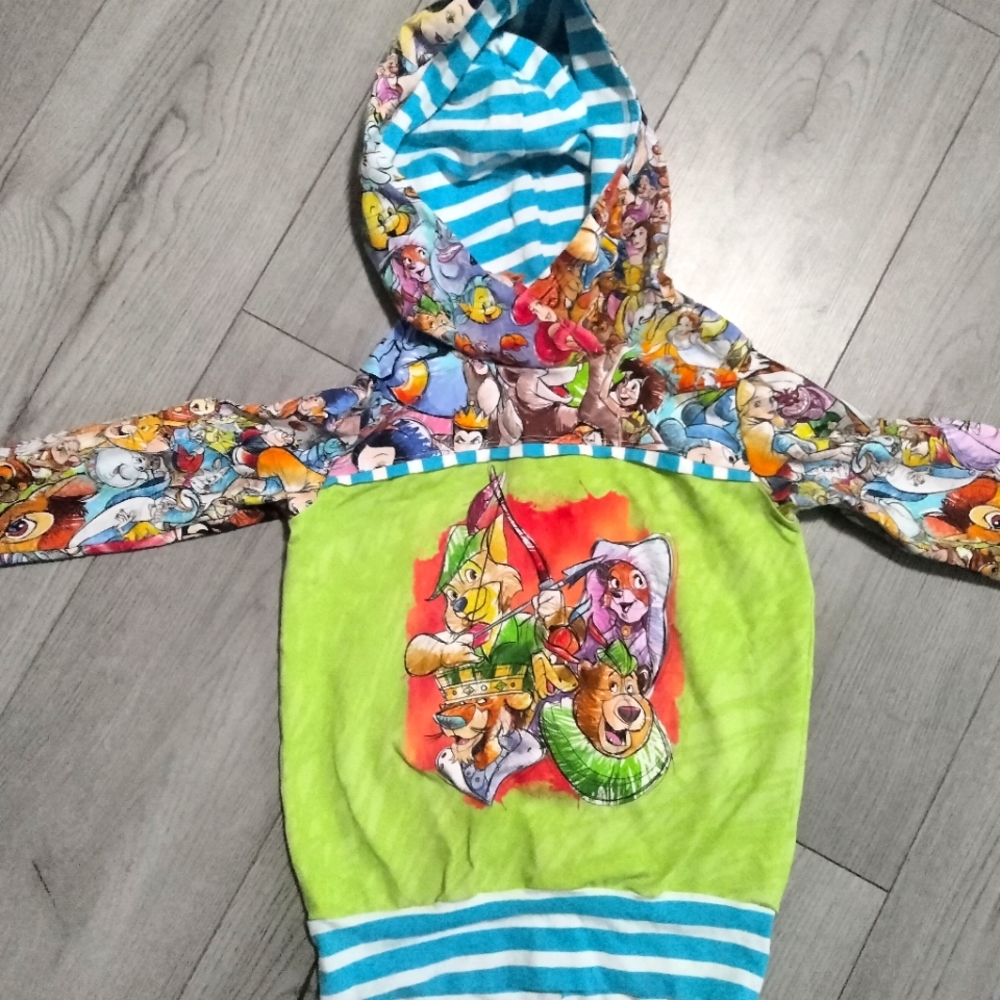 Hoodie sweatshirt Robin Hood Disney sketch size small kids Alice Lion King Beast